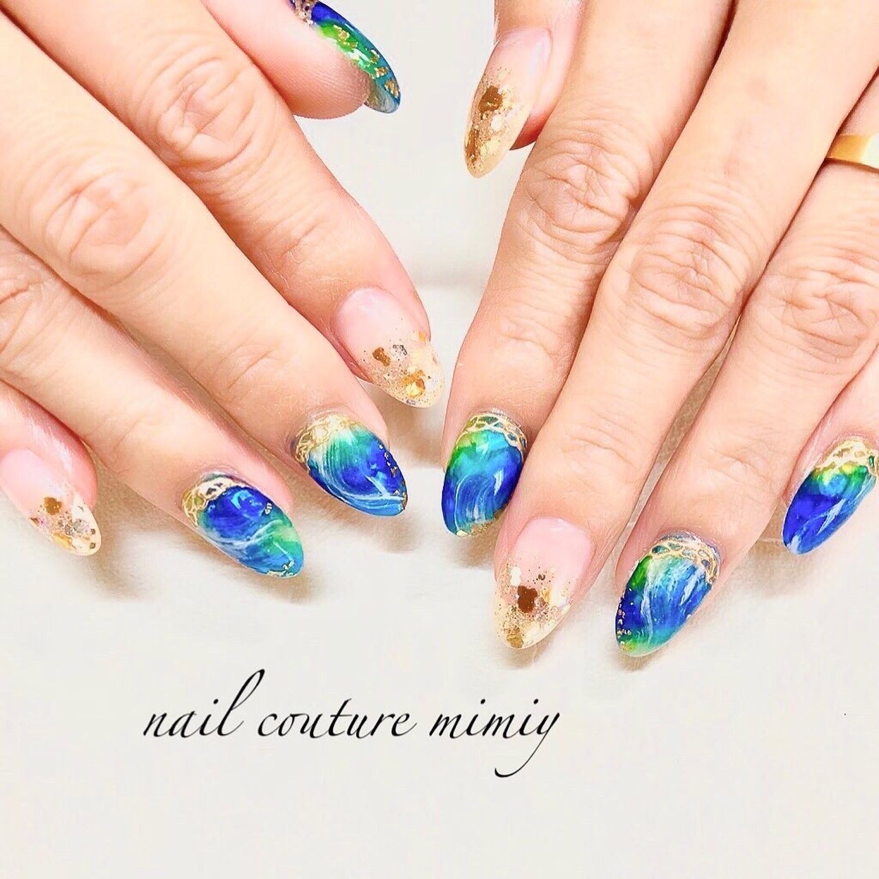 夏 ハンド イエロー グリーン ブルー Nail Couture Mimiyのネイルデザイン No ネイルブック