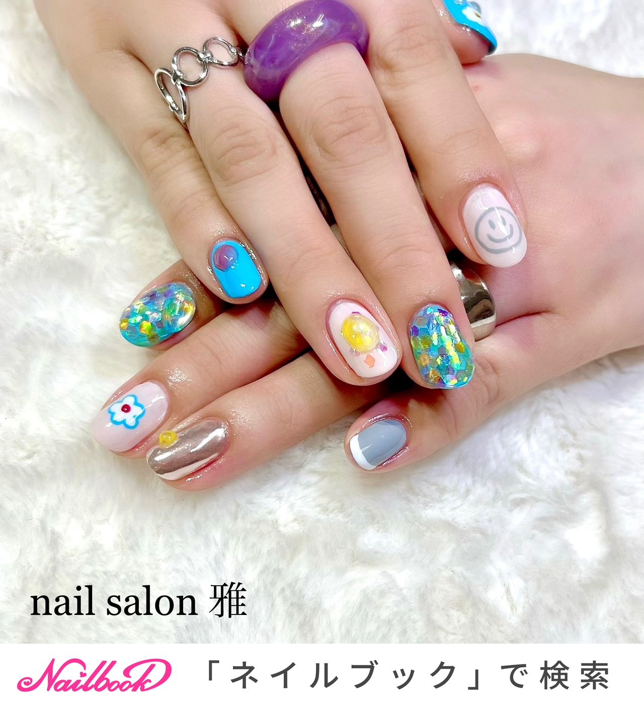 22年 新着順 フラワー カラフル ニコちゃんネイルのネイルデザイン ネイルブック