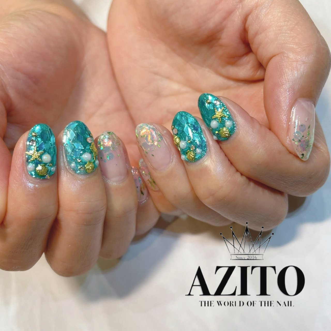 夏 海 リゾート ハンド グラデーション Azito Nailのネイルデザイン No ネイルブック