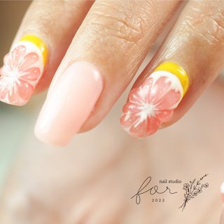 ピンクグレープフルーツのネイルデザイン ネイルブック