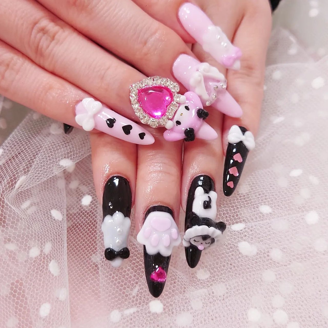 3dネイルパーツ ネイルパーツ 3dネイル マイメロ 50周年 クロミ キキララ 新登場！マイメロディ・クロミの3Dネイルパーツ | TikTok