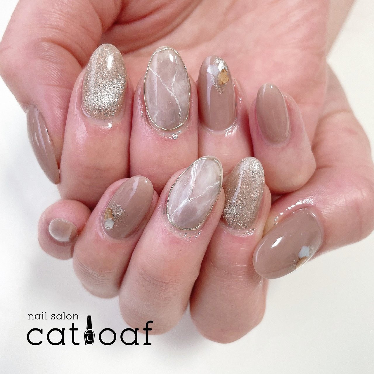 オールシーズン ハンド シンプル 大理石 マグネット Nailsalon Catloafのネイルデザイン No ネイルブック