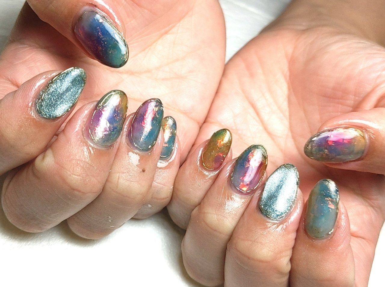 ハンド ゴールド メタリック カラフル ジェルネイル あかのネイルデザイン No ネイルブック