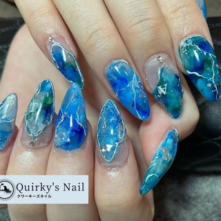 ブルー スカルプチュアのネイルデザイン ネイルブック