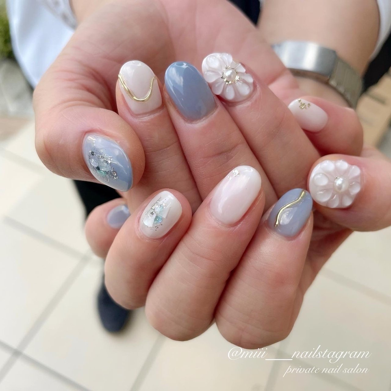 娘ちゃんのためのピンクとブルーのネイルチップ ネイルチップ #02