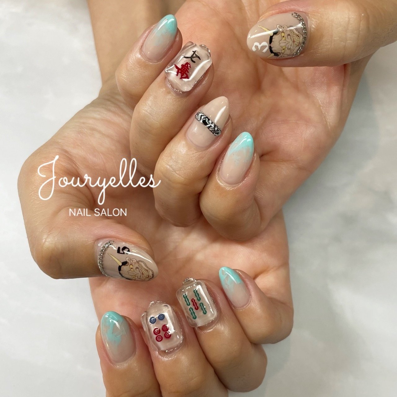 夏 オールシーズン ハンド ミディアム ポイント Jouryellesのネイルデザイン No 739 ネイルブック