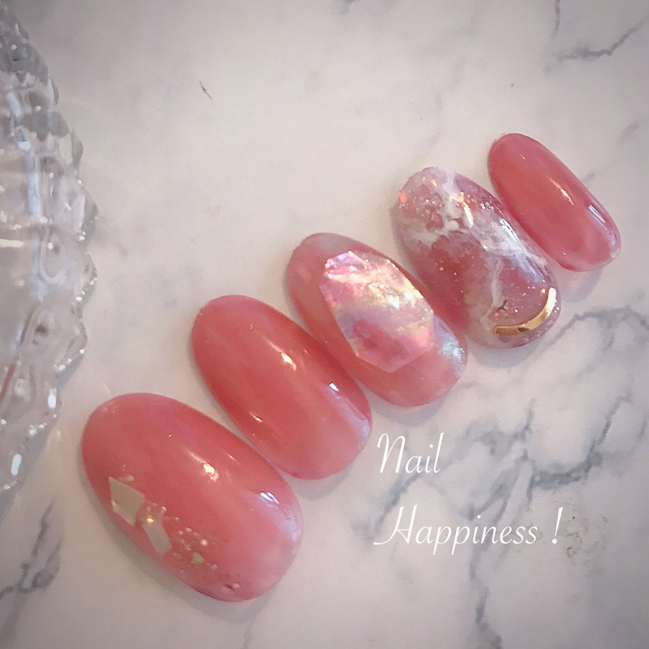 夏 ハンド ホログラム 大理石 ピンク Nail Happiness ネイルハピネス ささきまきのネイルデザイン No ネイル ブック