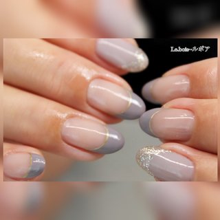 人気順 ミディアム グレーフレンチネイルのネイルデザイン ネイルブック