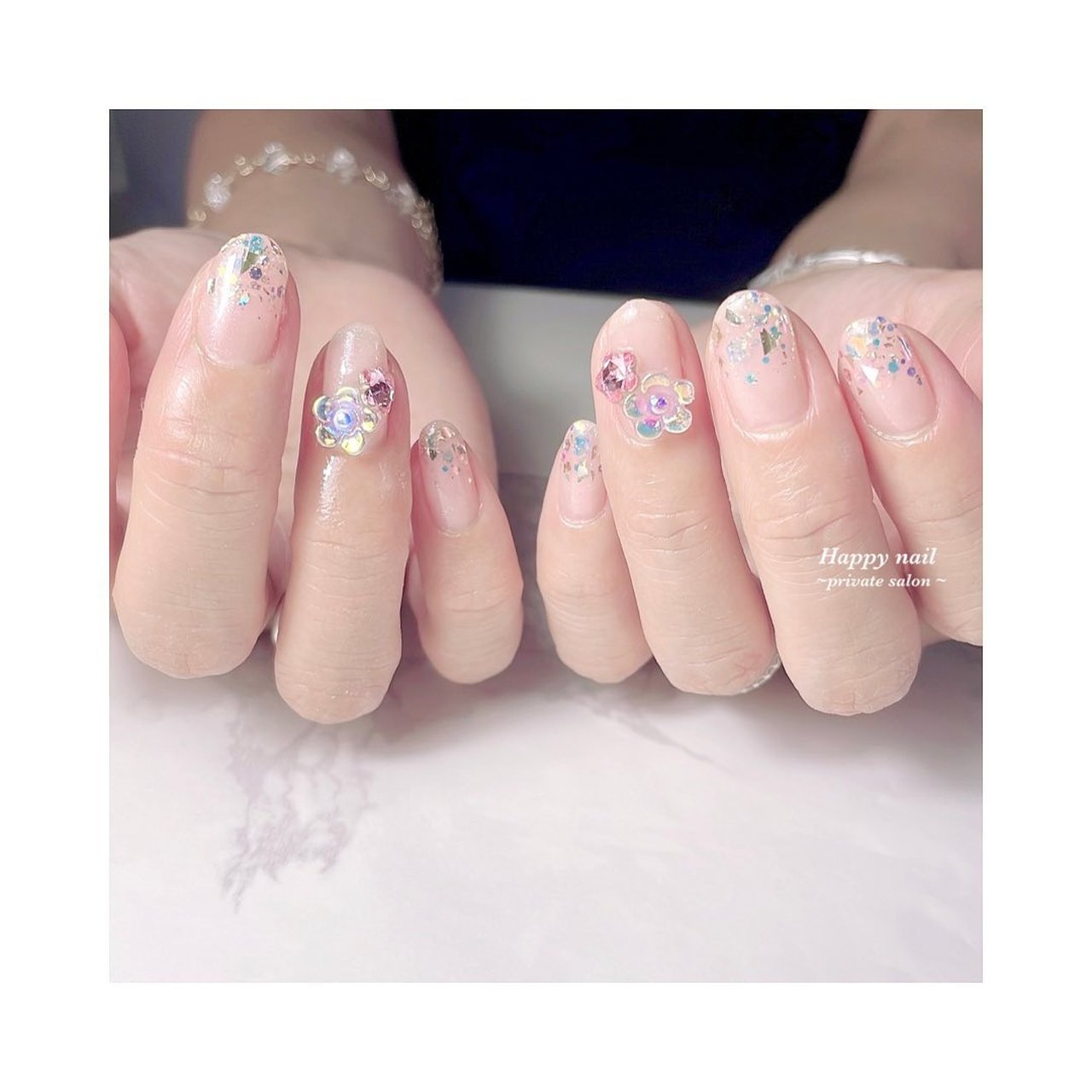 シンプル ラメ キラキラ ベージュ ピンク Happy Nailのネイルデザイン No ネイルブック