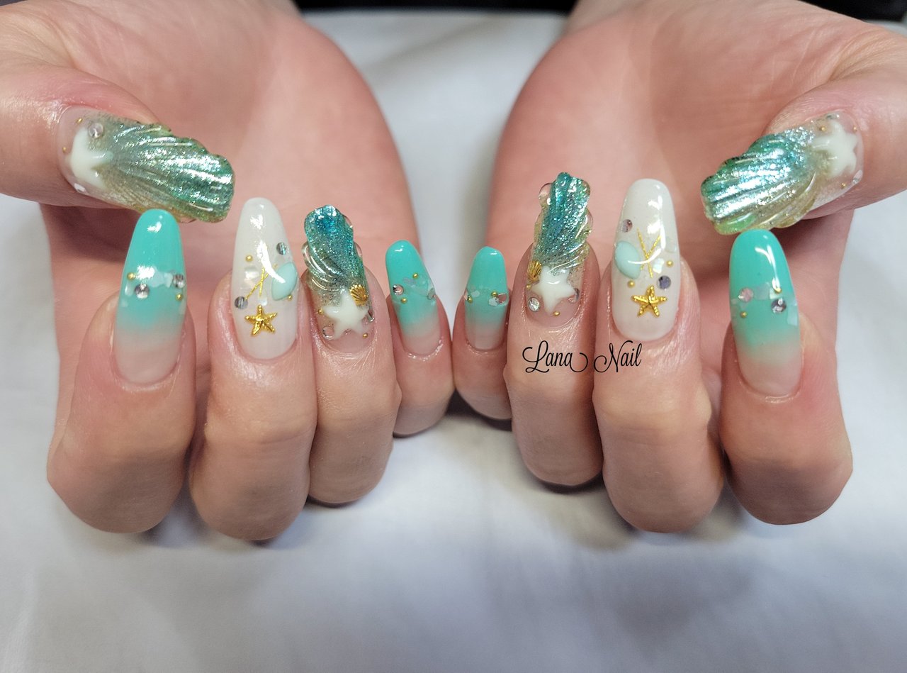 夏 海 リゾート 浴衣 ハンド Lana Nailのネイルデザイン No ネイルブック