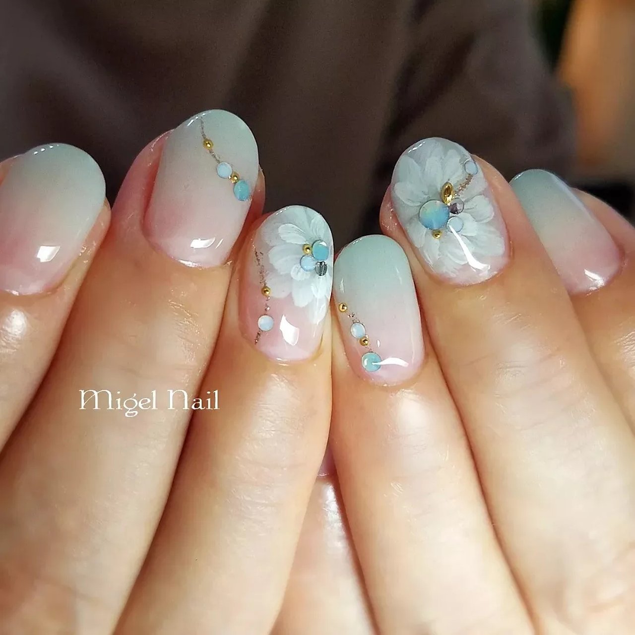 夏 リゾート オフィス ブライダル グラデーション Migel Nailのネイルデザイン No ネイルブック