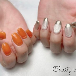 アートし放題持ち込みデザインアレンジ💅✨ 
#ジェルネイル#ネイル#nail#シンプル#持ち込みアート#天王寺#阿倍野#プライベートサロン#ネイルサロン#春夏ネイル#春ネイル#夏ネイル#水彩アート#アートし放題#定額デザイン#シンプル#ニュアンス#ニュアンスネイル#ちゅるんネイル#オフィスネイル#フィルイン一層残し#フィルイン#フットネイル#foot#hand#spring#summer#autumn#winter#privatesalon #春 #夏 #オールシーズン #ハンド #フレンチ #ワンカラー #マグネット #ミラー #オレンジ #シルバー #ジェルネイル #お客様 #Clarity Nail #ネイルブック