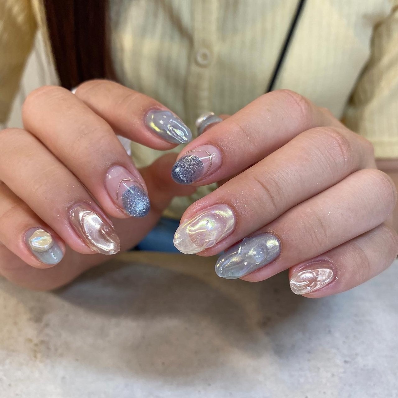 夏/ハンド/ニュアンス/マグネット/ぷっくり - あすかのネイルデザイン