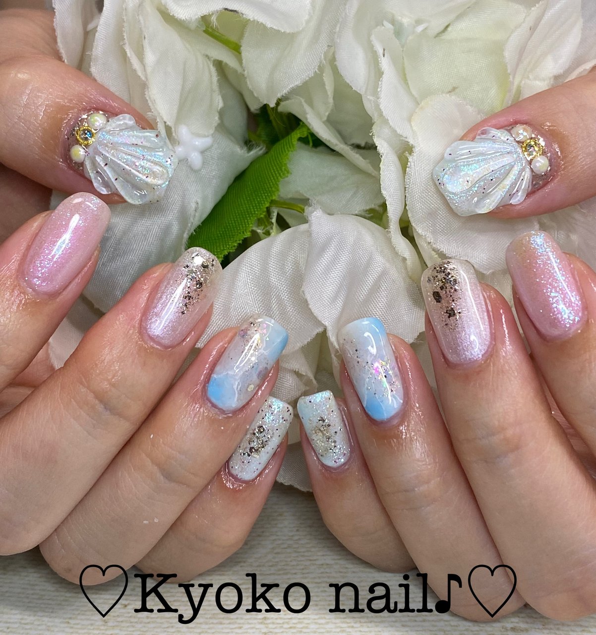 夏 海 リゾート ハンド 大理石 Kyoko Nailのネイルデザイン No ネイルブック