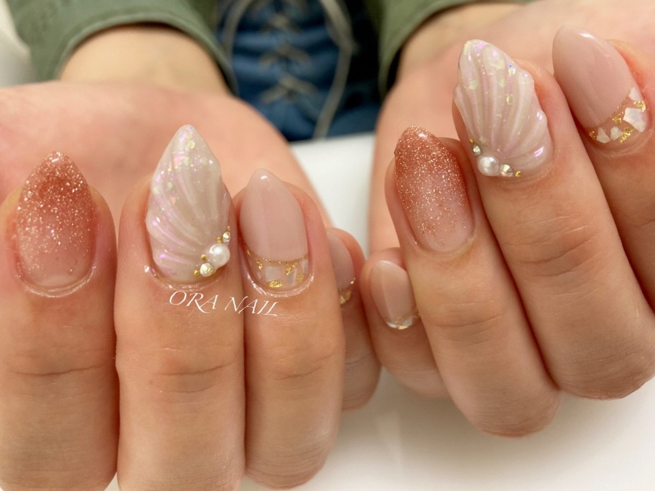 夏 海 ハンド ラメ シェル Ora Nail 旧soh Nail のネイルデザイン No ネイルブック