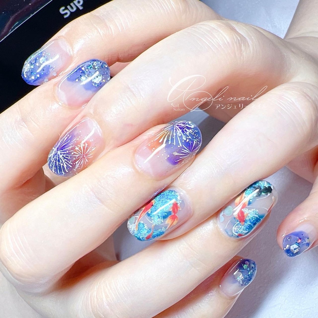 夏 七夕 ハンド ホログラム 花火 北広島市ネイルサロン Angeli Nailのネイルデザイン No ネイルブック