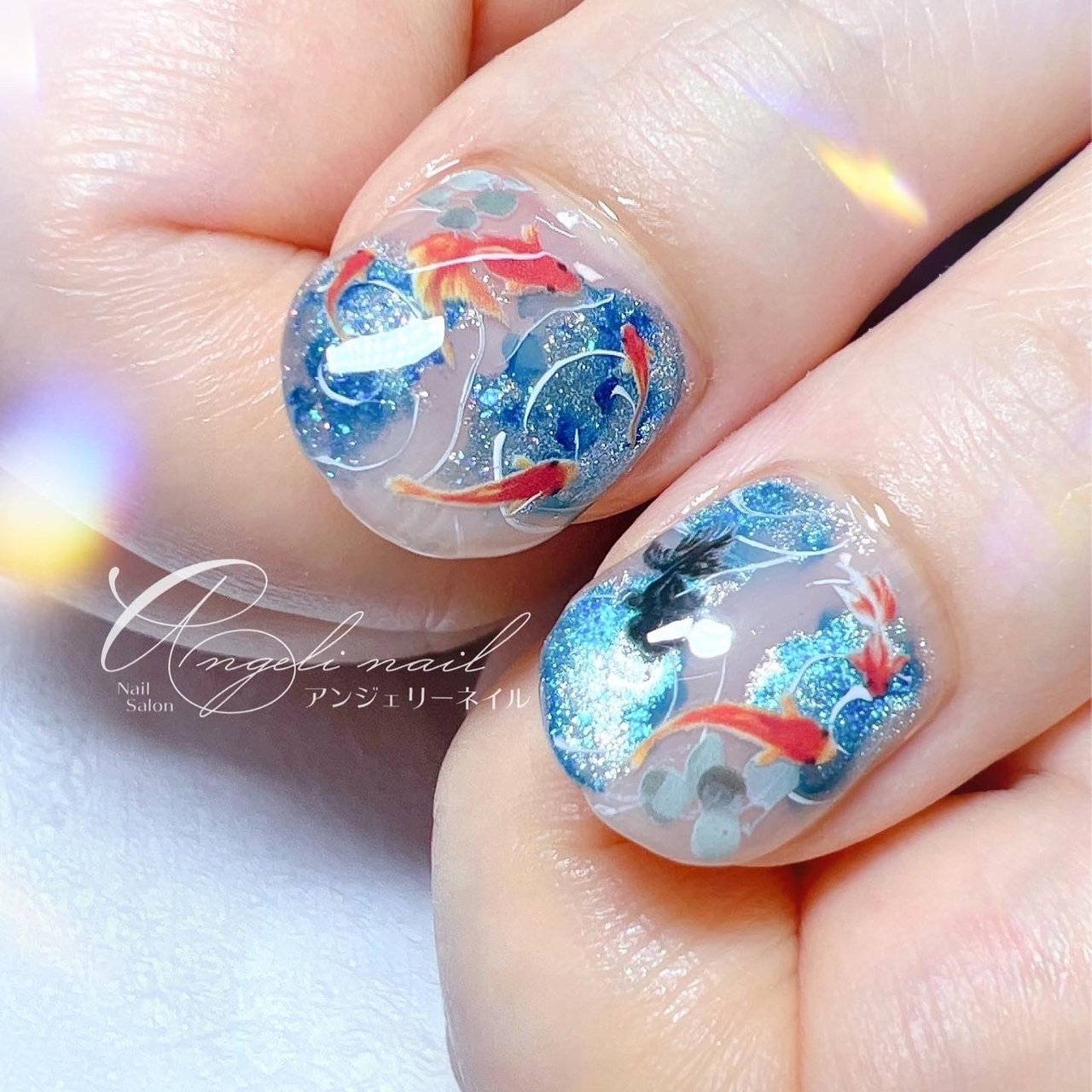 夏 七夕 ハンド ホログラム 花火 北広島市ネイルサロン Angeli Nailのネイルデザイン No ネイルブック