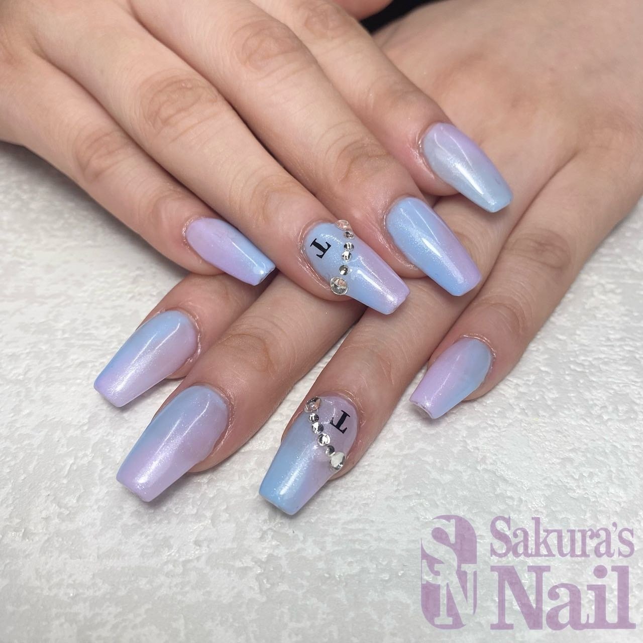 梅雨 ハンド グラデーション ロング スクエアオフ Sakuras Nail Kegoのネイルデザイン No ネイルブック
