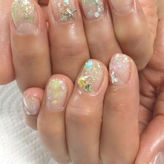 22年 新着順 ラメ クリアオーロラのネイルデザイン ネイルブック