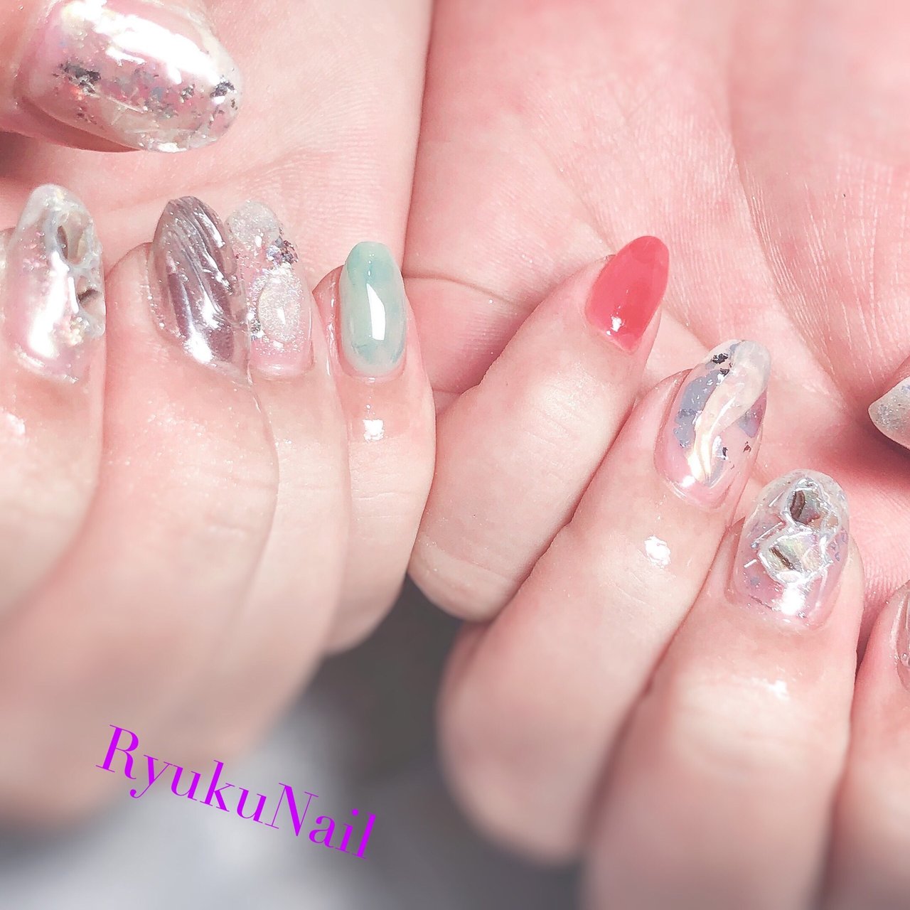 夏 ハンド シェル ニュアンス 個性派 Ryukunailのネイルデザイン No ネイルブック