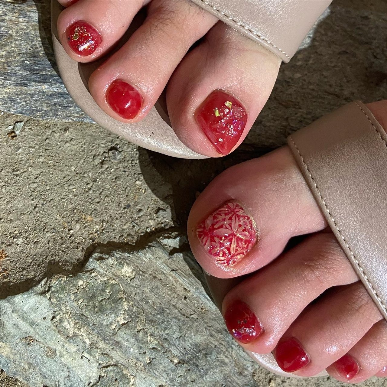 夏 オールシーズン フット 和柄 ショート 和歌山 古民家ネイルサロン A Marbleのネイルデザイン No ネイルブック