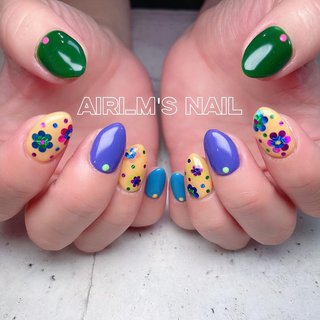 ブルーグリッター ハート 地雷系 ジェルネイルチップ レギュラーポイント