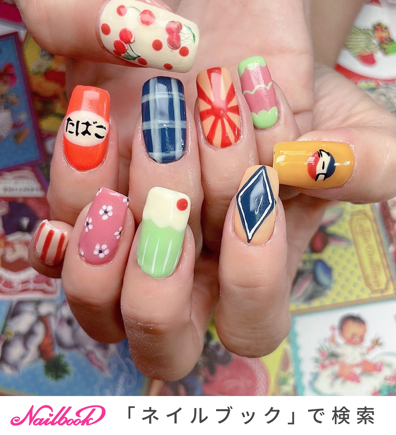 レトロ パーツ乗せ放題のネイルデザイン ネイルブック