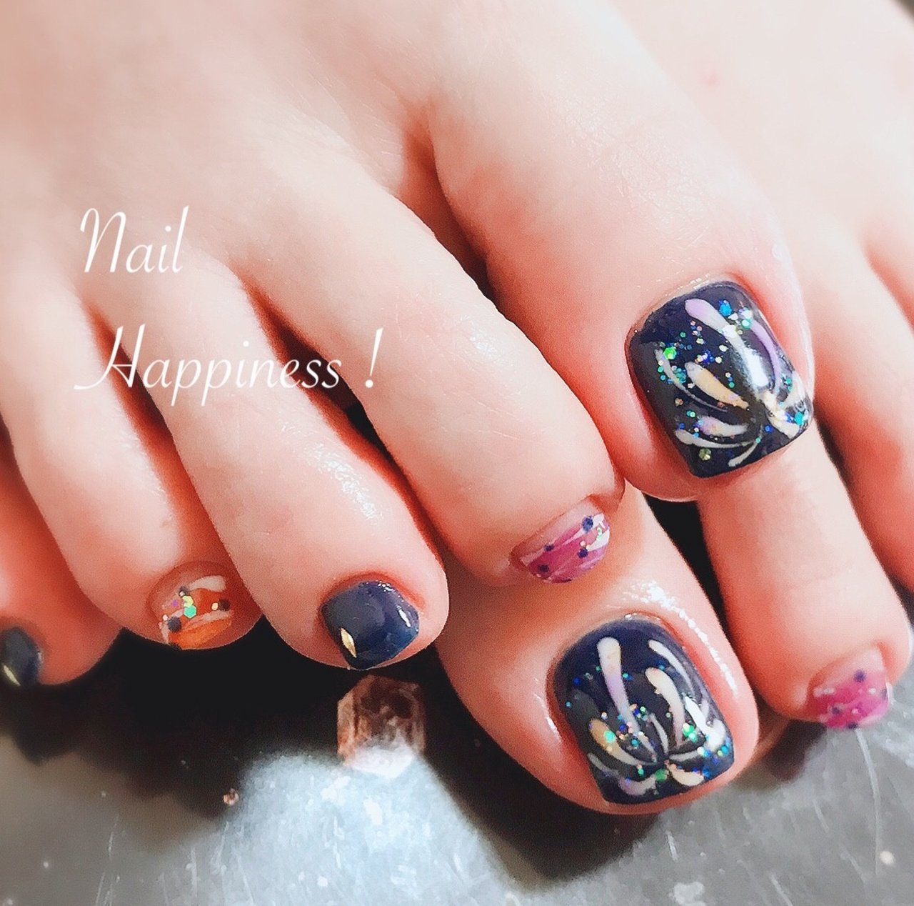 夏 オールシーズン フット 花火 ヨーヨー Nail Happiness ネイルハピネス ささきまきのネイルデザイン No ネイルブック