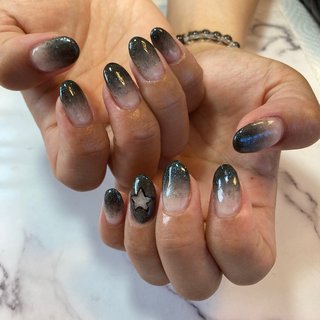 星 ブラック ジェルネイルのネイルデザイン ネイルブック