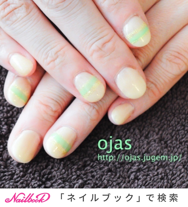 オフィス/ハンド/ボーダー/ベージュ/ジェルネイル ojas_nailのネイルデザイン[No.269086]｜ネイルブック