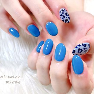 レオパード ブルーのネイルデザイン ネイルブック