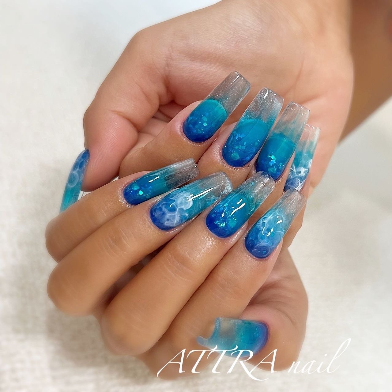 夏 海 ハンド グラデーション ロング Naomiのネイルデザイン No ネイルブック
