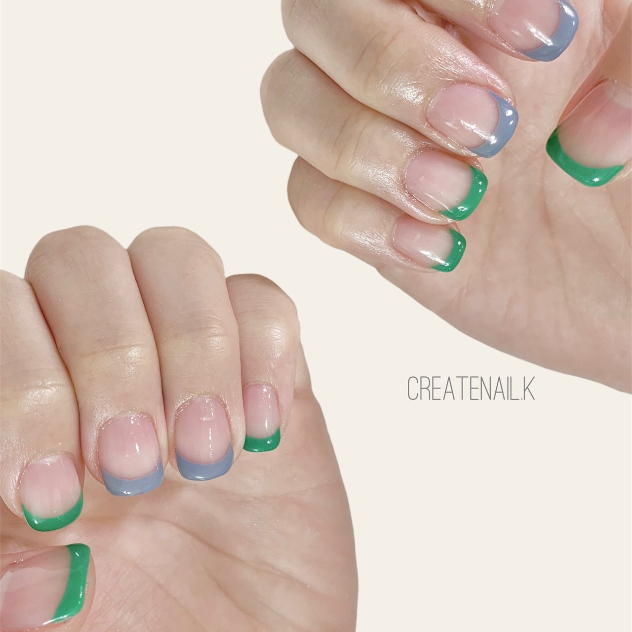 夏 ハンド フレンチ ショート スクエアオフ Kana Createnail K のネイルデザイン No ネイルブック