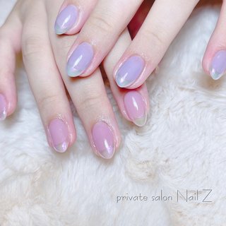 パープル 紫 フレンチネイルのネイルデザイン ネイルブック