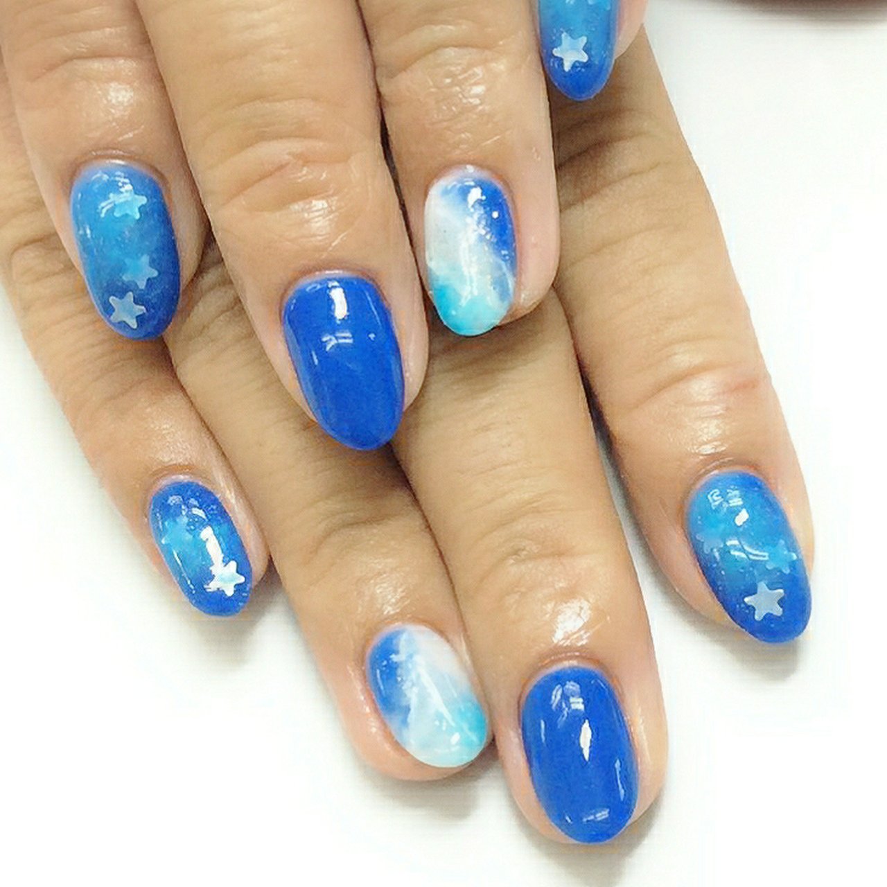 夏 七夕 ハンド ラメ 星 Nailsalon Daisyのネイルデザイン No ネイルブック