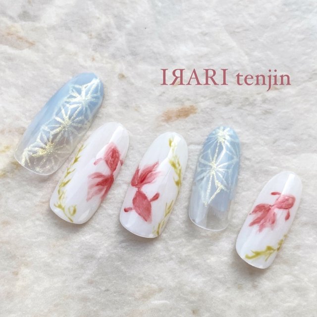 オーダーネイルチップNo.65 夏 花火 浴衣ネイル 浴衣に似合う♡花火大会やお祭りに向けてやりたい夏ネイル｜2022