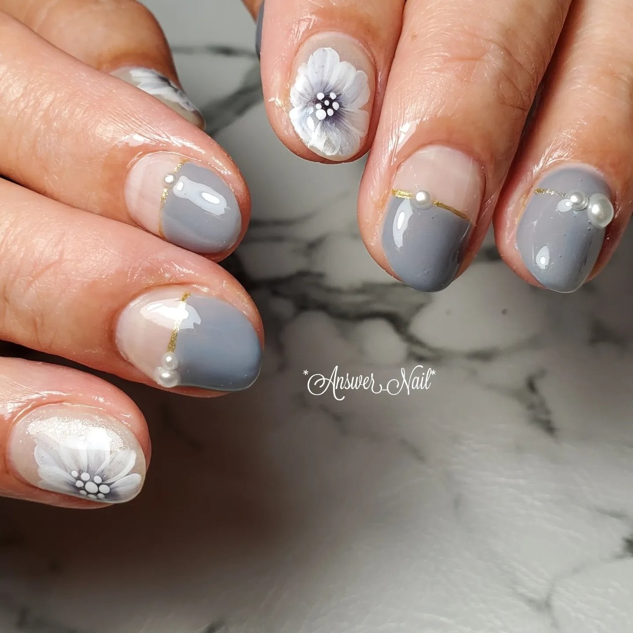 ベージュ グレー Answer Nailのネイルデザイン No ネイルブック