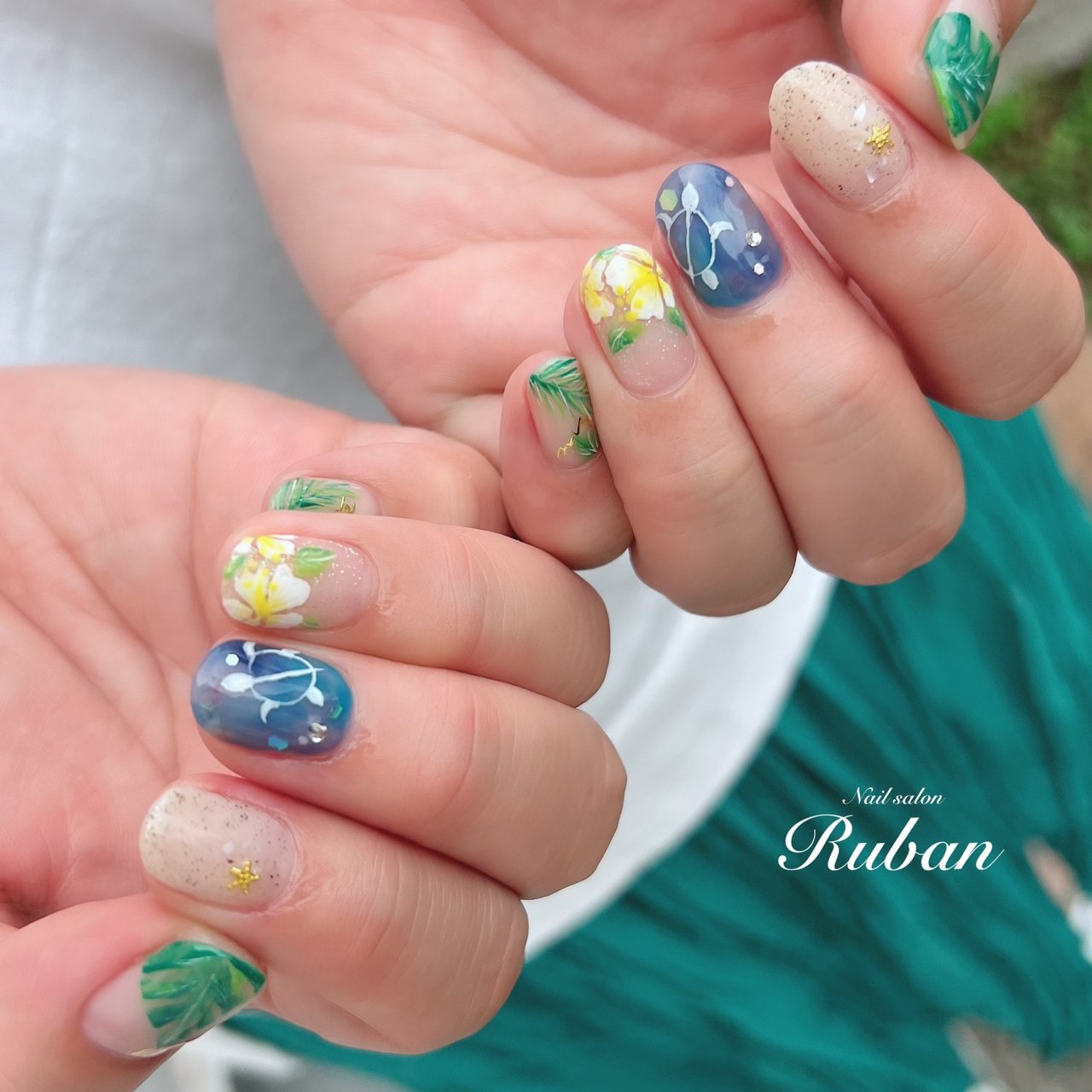 春 夏 海 リゾート ハンド Nail Salon Rubanのネイルデザイン No ネイルブック