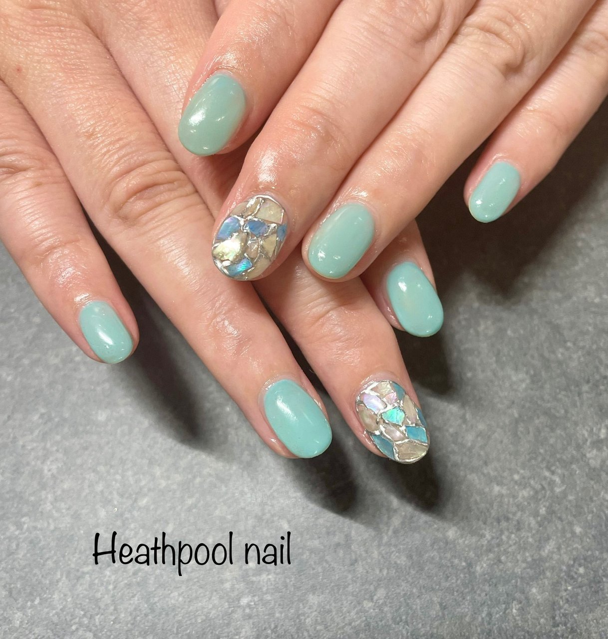 ハンド シンプル シェル ターコイズ シルバー Heathpoolnailのネイルデザイン No ネイルブック