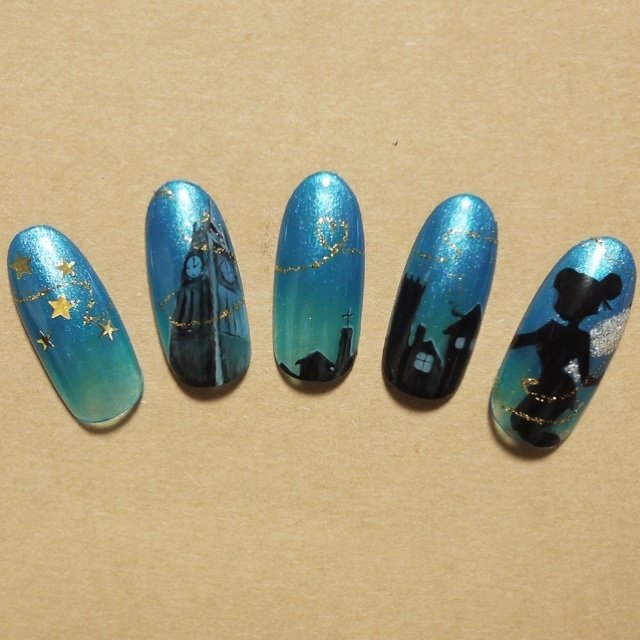 ハンド キャラクター ブルー ジェル ネイルチップ Ok Ayamiのネイルデザイン No ネイルブック