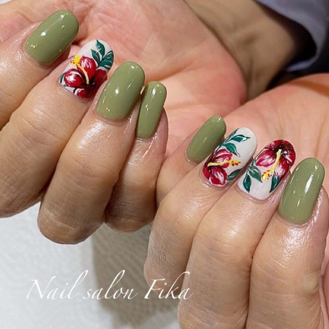 夏 海 リゾート ハンド フラワー Mami Private Nail Salon Fika のネイルデザイン No ネイル ブック
