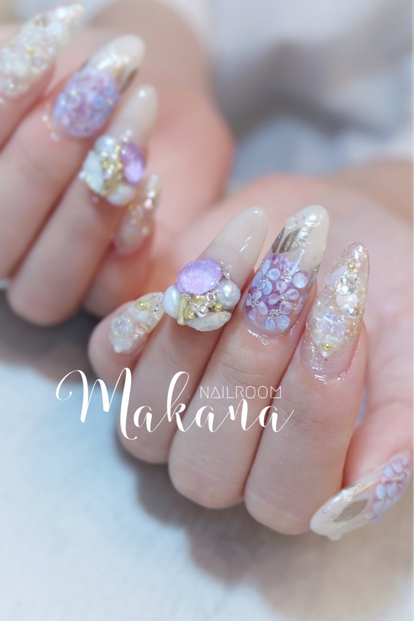 梅雨 オフィス デート 女子会 パープル 青葉台ネイルサロン ネイルルームマカナnailroommakana のネイル デザイン No ネイルブック