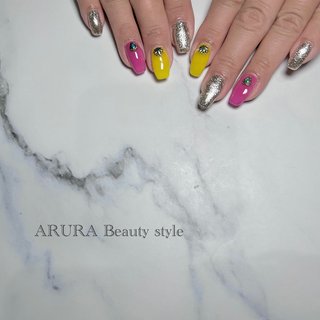 #新居浜 #新居浜ネイル #新居浜ネイルサロン #ピンク #pinknails #イエロー #yellow #summer #夏 #夏ネイル #夏 #七夕 #海 #リゾート #ハンド #ワンカラー #ミディアム #スクエア #ピンク #イエロー #シルバー #ジェルネイル #お客様 #ARURA Beauty style #ネイルブック