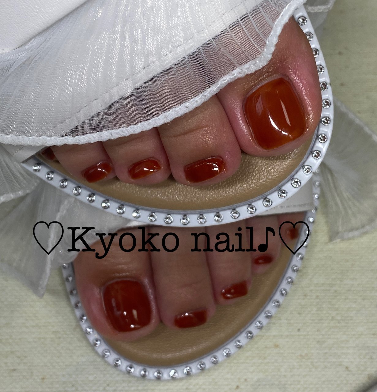 オールシーズン フット シンプル ワンカラー オレンジ Kyoko Nailのネイルデザイン No ネイルブック