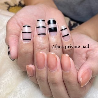 ボーダー クリアのネイルデザイン ネイルブック