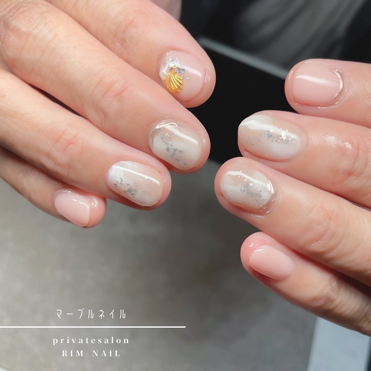 大手チェーン店 ネイルチップ シェル マーブル ピンク ♡A Nail