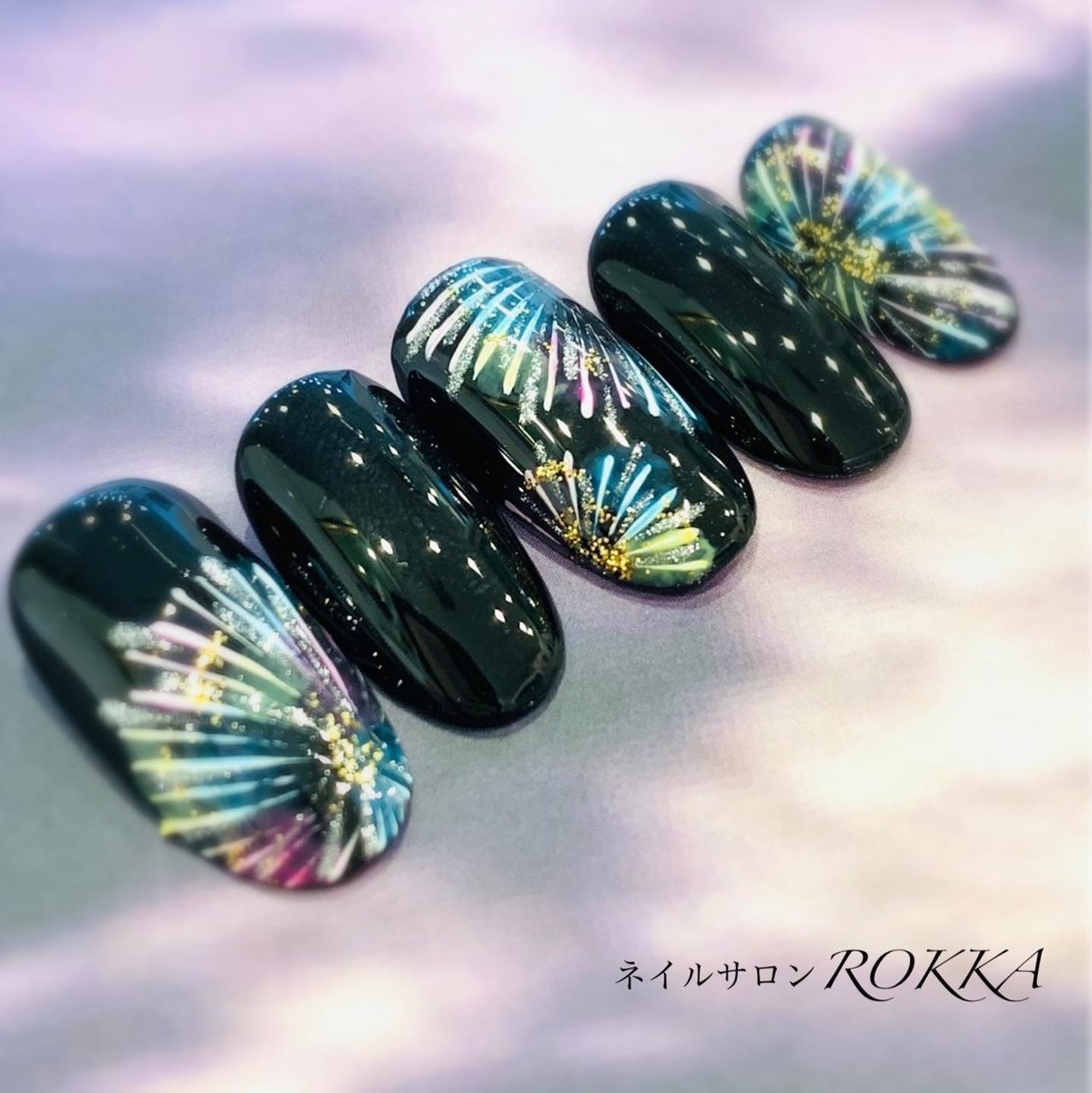 夏 浴衣 ハンド 花火 ミディアム Hir のネイルデザイン No ネイルブック