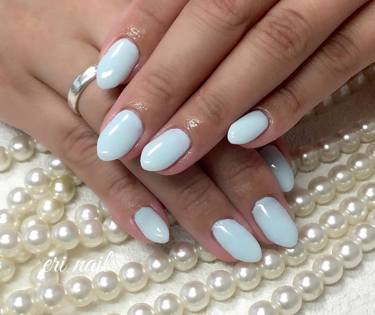 夏 ハンド ワンカラー 水色 ジェルネイル 名古屋市天白区 自宅ネイルサロン Eri Nailのネイルデザイン No ネイルブック
