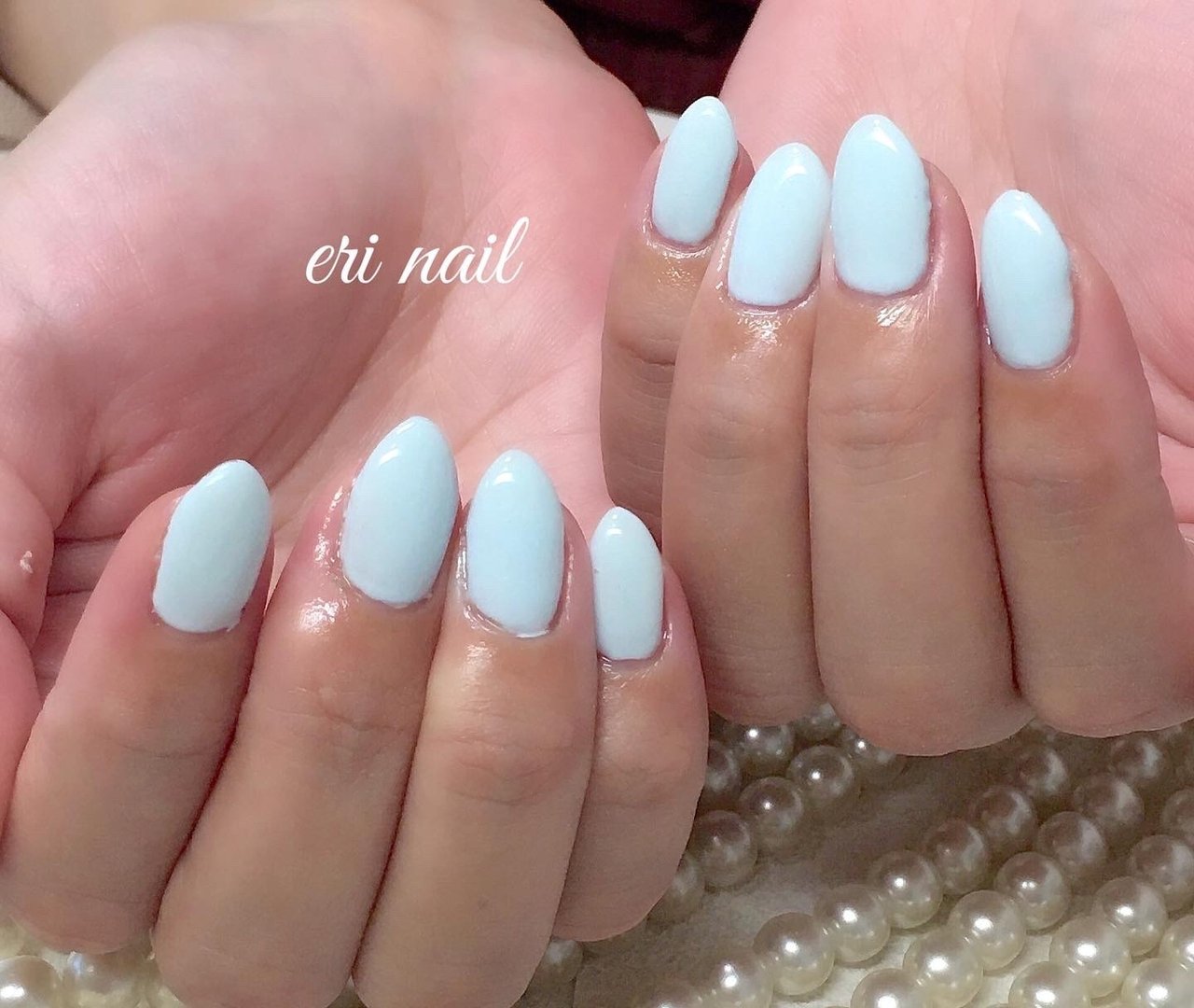 夏 ハンド ワンカラー 水色 ジェルネイル 名古屋市天白区 自宅ネイルサロン Eri Nailのネイルデザイン No ネイルブック