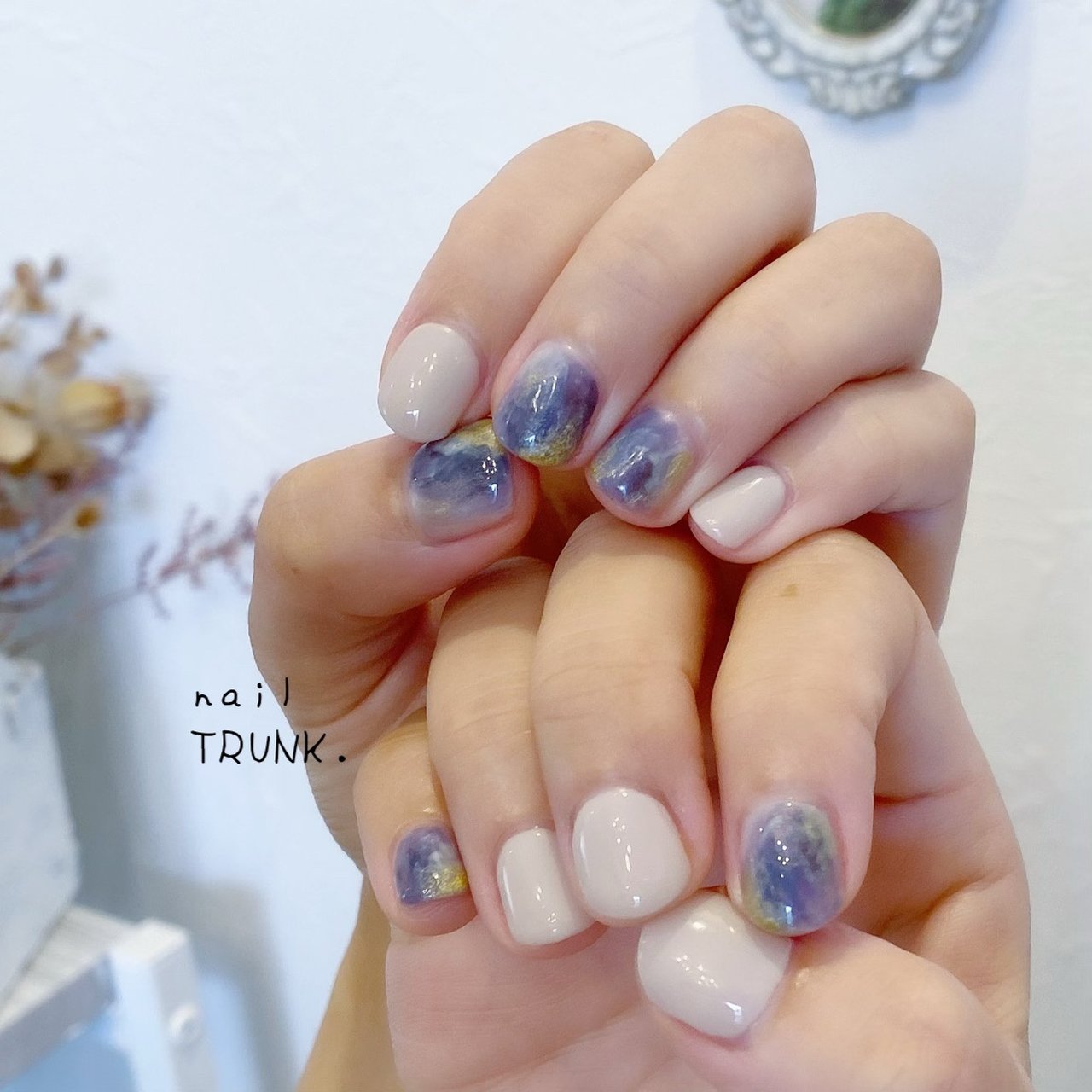 夏 ハンド ニュアンス マーブル ラウンド Nail Trunkのネイルデザイン No ネイルブック